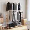 vidaXL Bamboo Coat Rack with Shelves and Wheels 90 x 35 x 155 cm - 3 of 4