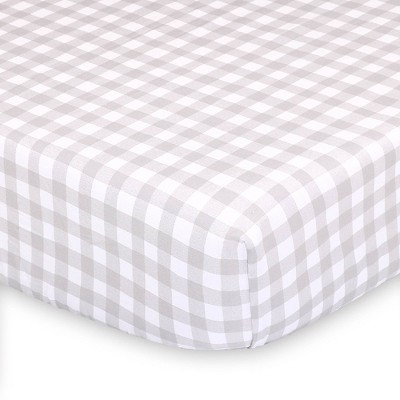 The Peanutshell Fitted Crib Sheet - Farmhouse Gray Check