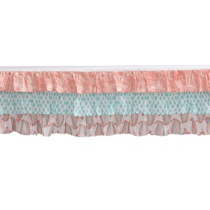 Bacati - Sophia Paisley Aqua/Coral 3 Layer Crib/Toddler Bed Skirt - 1 of 4