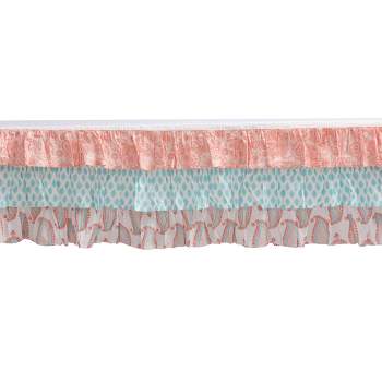 Bacati - Sophia Paisley Aqua/Coral 3 Layer Crib/Toddler Bed Skirt
