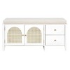 VYNXARIA Storage Bench,Vintage Shoe Bench with Storage and Cushion,Shoe Bench with 2 Drawers and 2 Rattan Door for Entryway,Bedroom - 4 of 4