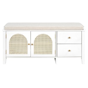 Bella Depot 42‘’W Shoe Storage Bench  with 2 Drawers and 2 Rattan Door - 1 of 4
