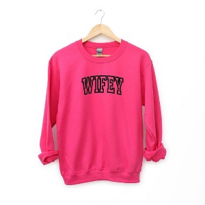 Simply Sage Market Women's Graphic Sweatshirt Embroidered Wifey Arched Varsity - 1 of 3