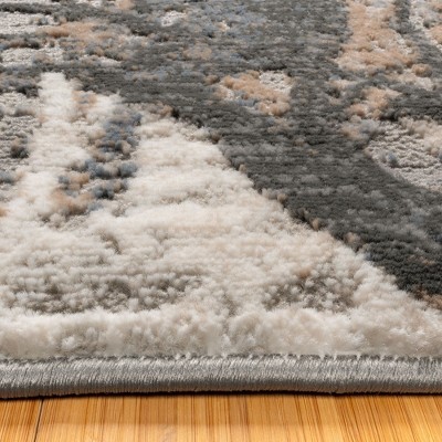 Scalia Gray Abstract Floral 2'7"x8' Synthetic Area Rug