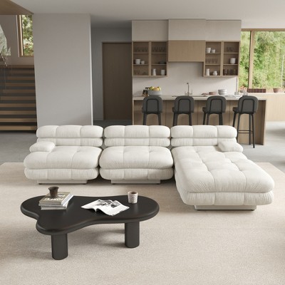 WJShome 4-Piece 109.83" L-shape Large Sectional Sofa with Removable Ottomans for Living Room