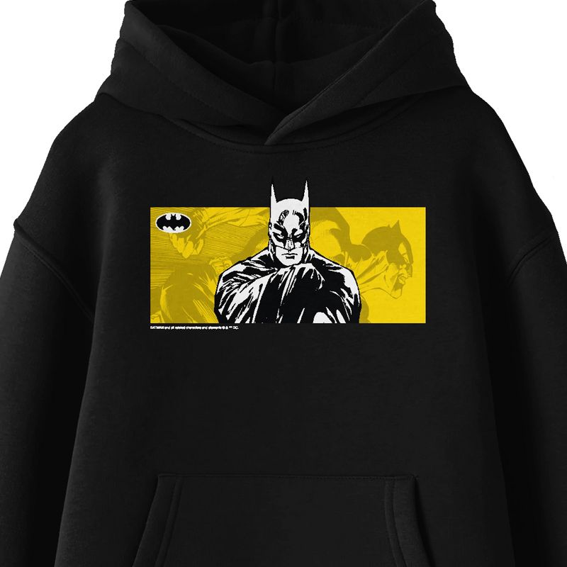 Batman Line Art Long Sleeve Black Youth Hooded Sweatshirt, 2 of 4