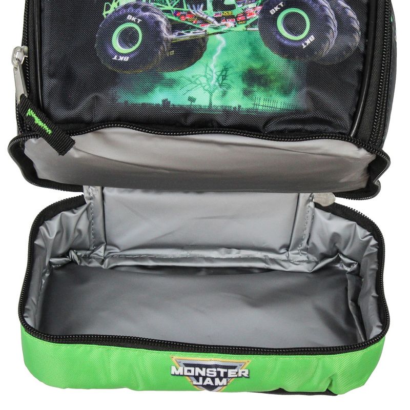 Monster Jam Grave Digger Monster Truck Insulated Dual Compartment Lunch Bag Black, 6 of 9
