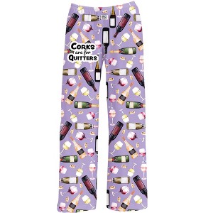 Collections Etc Corks are for Quitters Hilarious Wine Drawstring Lounge Pants - 1 of 4