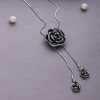 SOHI Women's silver Rose Lariat Necklace - 3 of 4