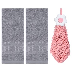 REGALWOVEN 3 Pcs Solid Soft Absorbent Hand Towels for Bathroom - 1 of 4