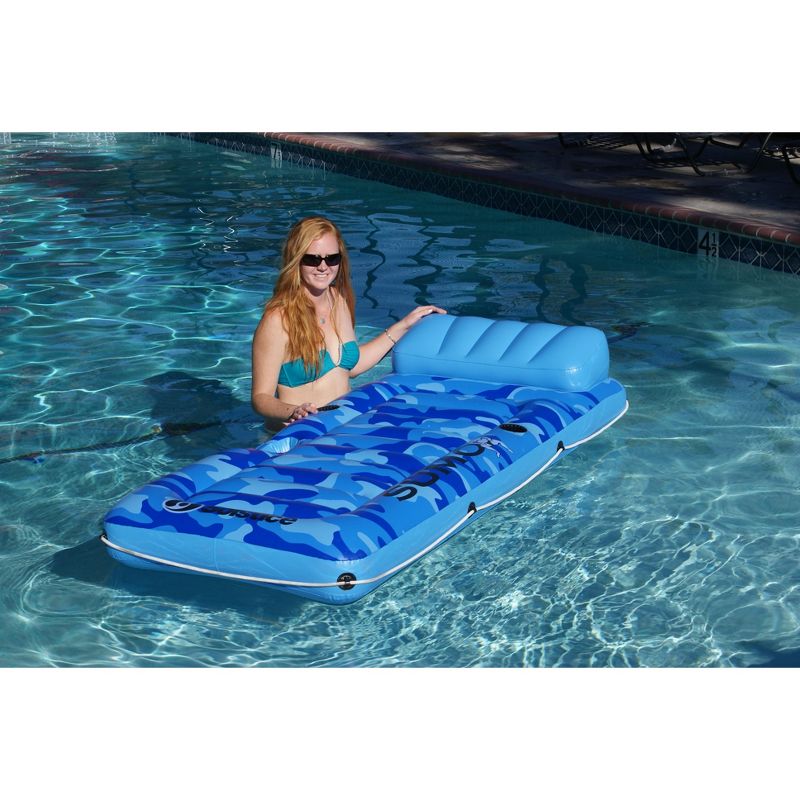 Swimline 80" Inflatable 1-Person Camouflage Sumo Sized Swimming Pool Floating Air Mattress Raft - Blue, 2 of 5