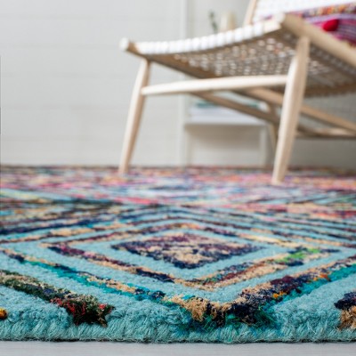 Hand-Tufted Artisan Blue Wool 6' x 9' Rectangular Area Rug