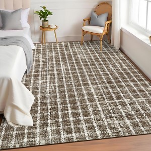 Modern Checkered Area Rug Farmhouse Geometric Print Rugs for Living Room Bedroom Low Pile Non-Slip Rug - 1 of 4