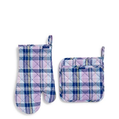 Vera Bradley Women's Cotton Pot Holder & Oven Mitt Set Gingham Sand