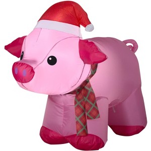 Gemmy Christmas Airblown Inflatable Pig, 2.5 ft Tall, Pink - 1 of 4