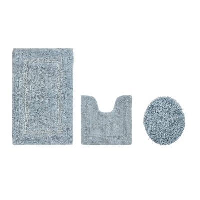 Lux Premium 100% Cotton  Ultra-Soft Tufted Solid Reversible 3 Piece Bath Rug Set, Water-Absorbent, Durable, Machine Washable Bathroom Rug