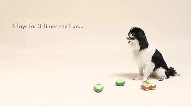 PetShop by Fringe Studio Avocado Set Dog Toys - 3pk, 2 of 5, play video