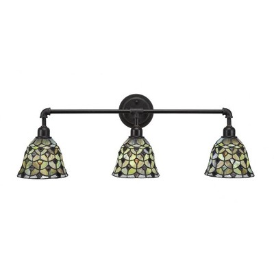 Toltec Lighting Vintage 3 - Light Vanity in  Dark Granite with 7" Crescent Art Glass Shade