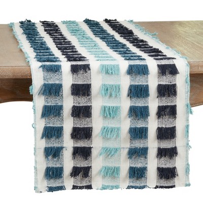 Saro Lifestyle Table Runner With Stripe Fringe Design