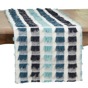 Saro Lifestyle Table Runner With Stripe Fringe Design - 1 of 3