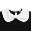 Girls' Bow - Neck Puff Sleeve Top, Cute Peter Pan Collar Tee, Sweet Casual Outfit for Kids - 3 of 4