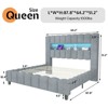 Bed Frame with LED Lights, Upholstered Platform Bed Frame with 51.2" Storage Headboard - 3 of 4
