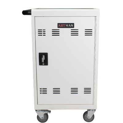 Belatt 30+2 Bay Mobile Charging Cart for Laptops, Chromebooks & Tablets – Lockable Steel Cabinet with Wheels, Power Strip & Cord Management