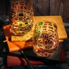 The Wine Savant Hand Painted Renaissance Rectangle Design Drinking Glasses, Beautiful Stained-Glass Pattern, Unique & Stylish Home Decor - 2 pk - 4 of 4