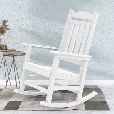 Sonkuki Patio Outdoor Adirondack Rocking Chair with Big Armrests, Weather Resistant, Easy Installation, Lawn and Backyard