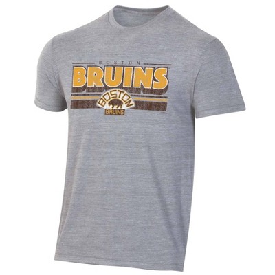 Boston Bruins Retro Brand Light Gray TriBlend Vintage Logo T-Shirt