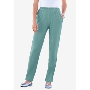 Roaman's Women's Plus Size Straight Leg Soft Knit Pant - 1 of 4