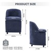 Set of 2 Chenille Fabric Dining Chairs With Universal Wheels,Beige - 4 of 4