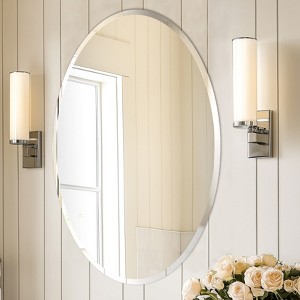 Artloge 20x28in/24x32in Oval Frameless Bathroom Mirror Silver Wall Mirror Modern with Contemporary Mirror for Room Entryway Hallway - 1 of 4