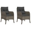 vidaXL Patio Chairs with Cushions 2 pcs Gray Poly Rattan - 2 of 4