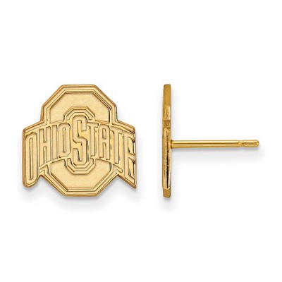 Black Bow Jewelry 10k Yellow Gold Ohio State Buckeyes NCAA Post Earrings