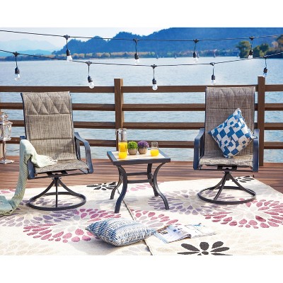 3pc Bistro Steel Patio Dining Set with Rocking Chairs - Gray - Lokatse