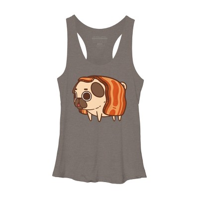 Women's Design By Humans Puglie Bacon Strip By Puglie Racerback Tank Top