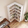 Coucheta 72" L-Shaped Corner Bookshelf, 5-Tier Farmhouse Style Storage Shelf with Anti-Tip Design, for Living Room/Office, half/full back panel - 4 of 4
