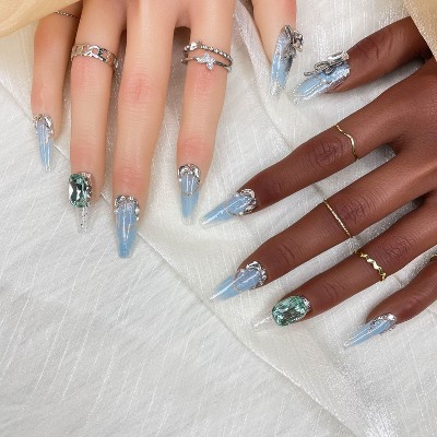 Vynxaria Blue Durable Press-On Nails for a Lasting Impression Size M
