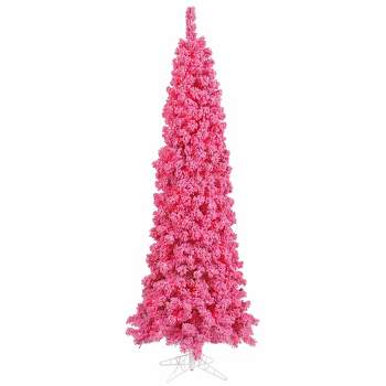 Vickerman Flocked Pink Pencil Fir Artificial Christmas Tree