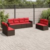 vidaXL 8 Piece Patio Sofa Set with Cushions Brown Poly Rattan - 2 of 4