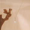 14K Gold Plated Bridal Necklace: Dainty Pearl & CZ Pendant, Classic Wedding Gift for Women - 4 of 4