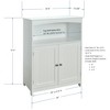 Redmon Double Door Bathroom Floor Cabinet with Open Shelf Storage, White - 2 of 4