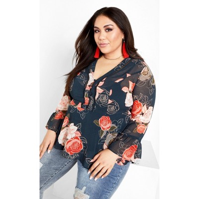 Women's Plus Size Mya Top - navy | CITY CHIC