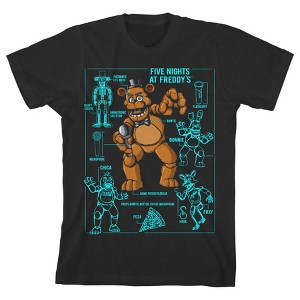 Five Nights at Freddy's Freddy Fazbear Character Specs Boy's Black T-shirt - 1 of 2