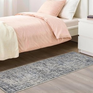 Acekool Abstract Area Rug, Washable Non-Slip Low Pile Carpet for Living Room Bedroom Kitchen, Soft Modern Distressed Accent Rug - 1 of 4