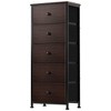 REAHOME 5-Drawer Vertical Steel Frame Storage Organizer Narrow Tower Dresser with MDF Top, Adjustable Feet, and Wall Safety Attachment, Rustic Brown - 2 of 4
