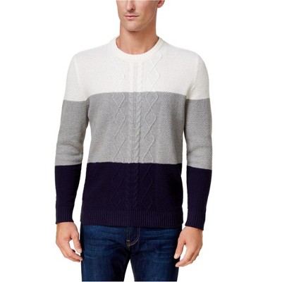 Club Room Mens Colorblocked Cable Pullover Sweater