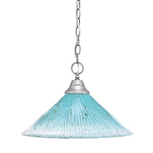 Toltec Lighting Any 1 - Light Pendant in  Brushed Nickel with 16" Teal Crystal Shade - 1 of 1