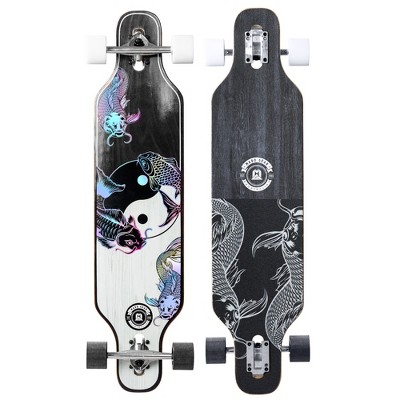 38" Drop-Through Longboard Cruiser – Maple Deck, PU Wheels, ABEC-9 Bearings – Madd Gear Black White